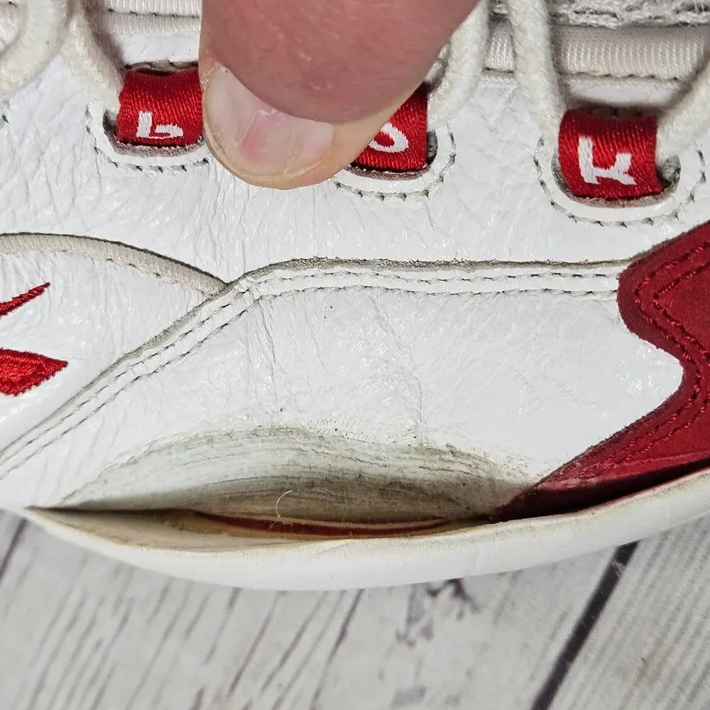 *FOR REPAIR*SOLE PEELING* Reebok Question Mid Men's White Red Leather US 11.5